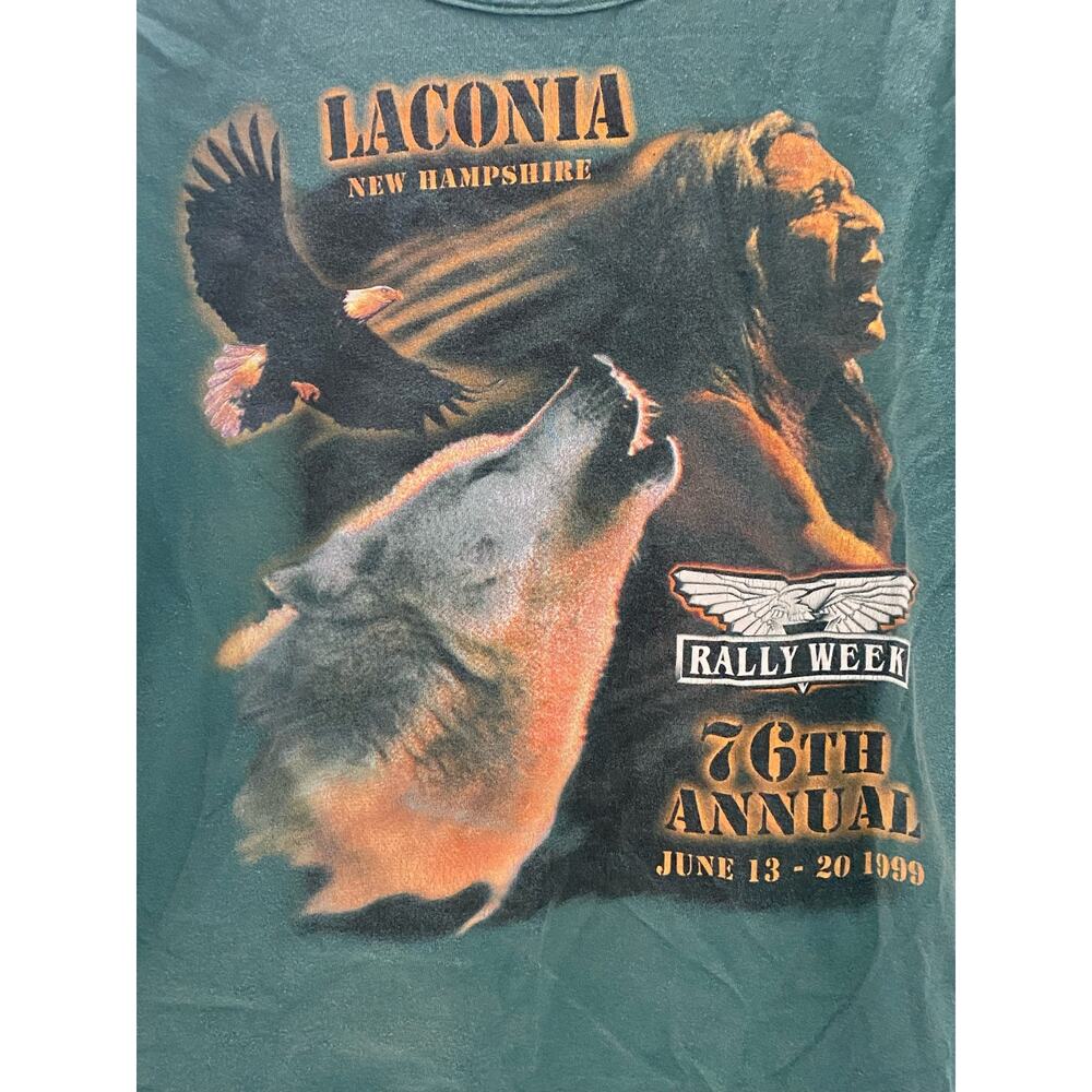 Vintage 90s Womens XL Laconia New Hampshire Biker Rally Week T Shirt Weirs Beach - Picture 3 of 4